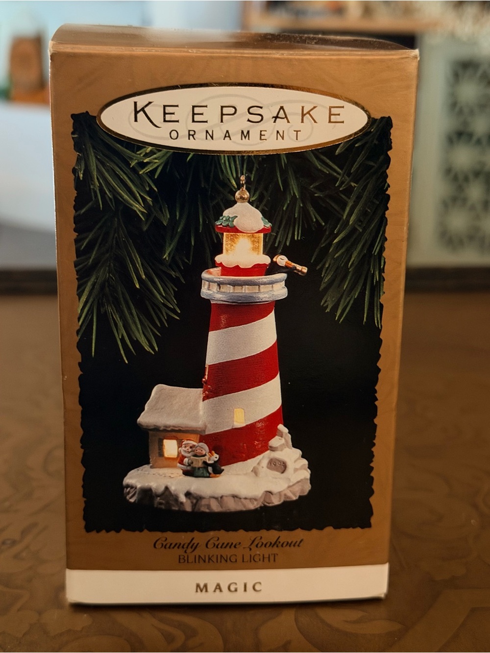 Hallmark Candy Cane Lookout Blinking Light - Red & White 1994
